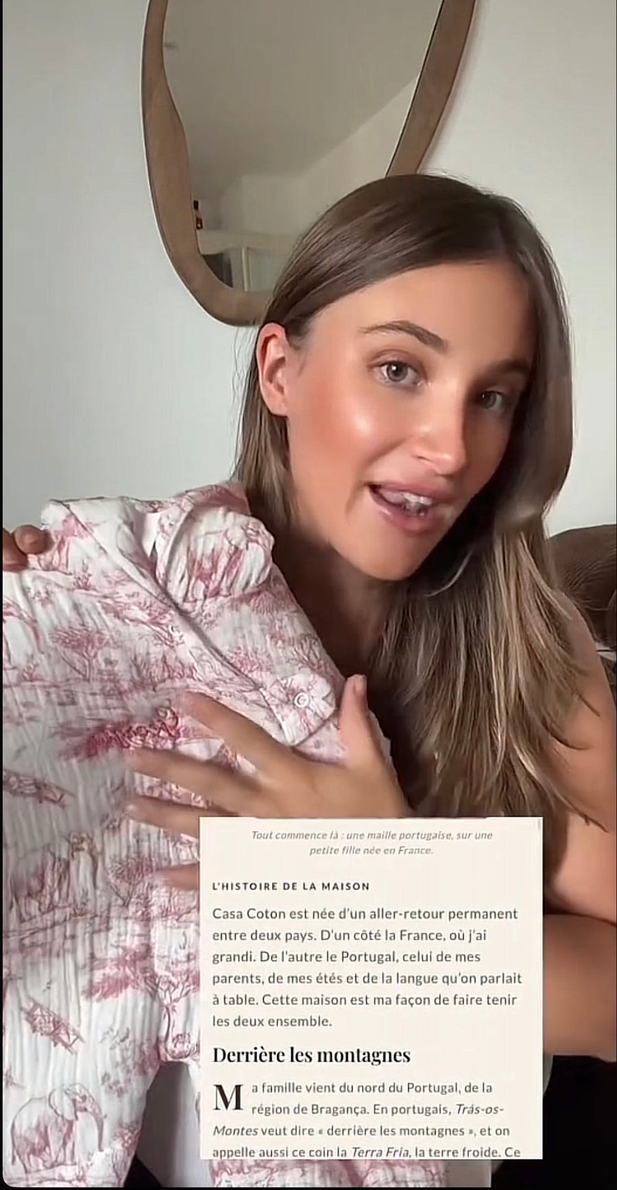 Story Instagram de @Eugenievallois avec un vêtement Casa Coton