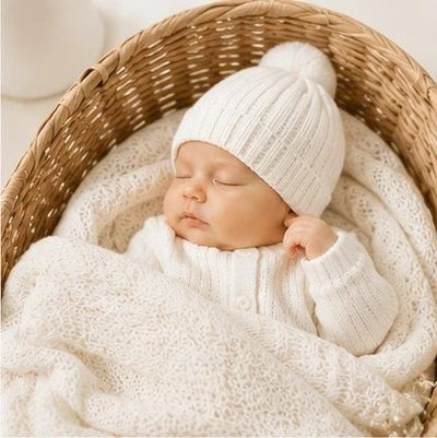Bébé endormi dans son couffin, en maille de coton