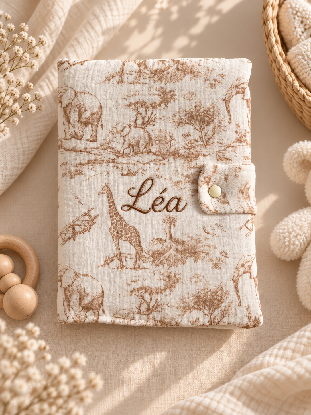 Protège carnet de santé - Safari, coloris beige