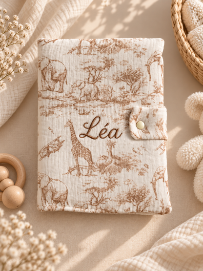 Protège carnet de santé - Safari, coloris beige