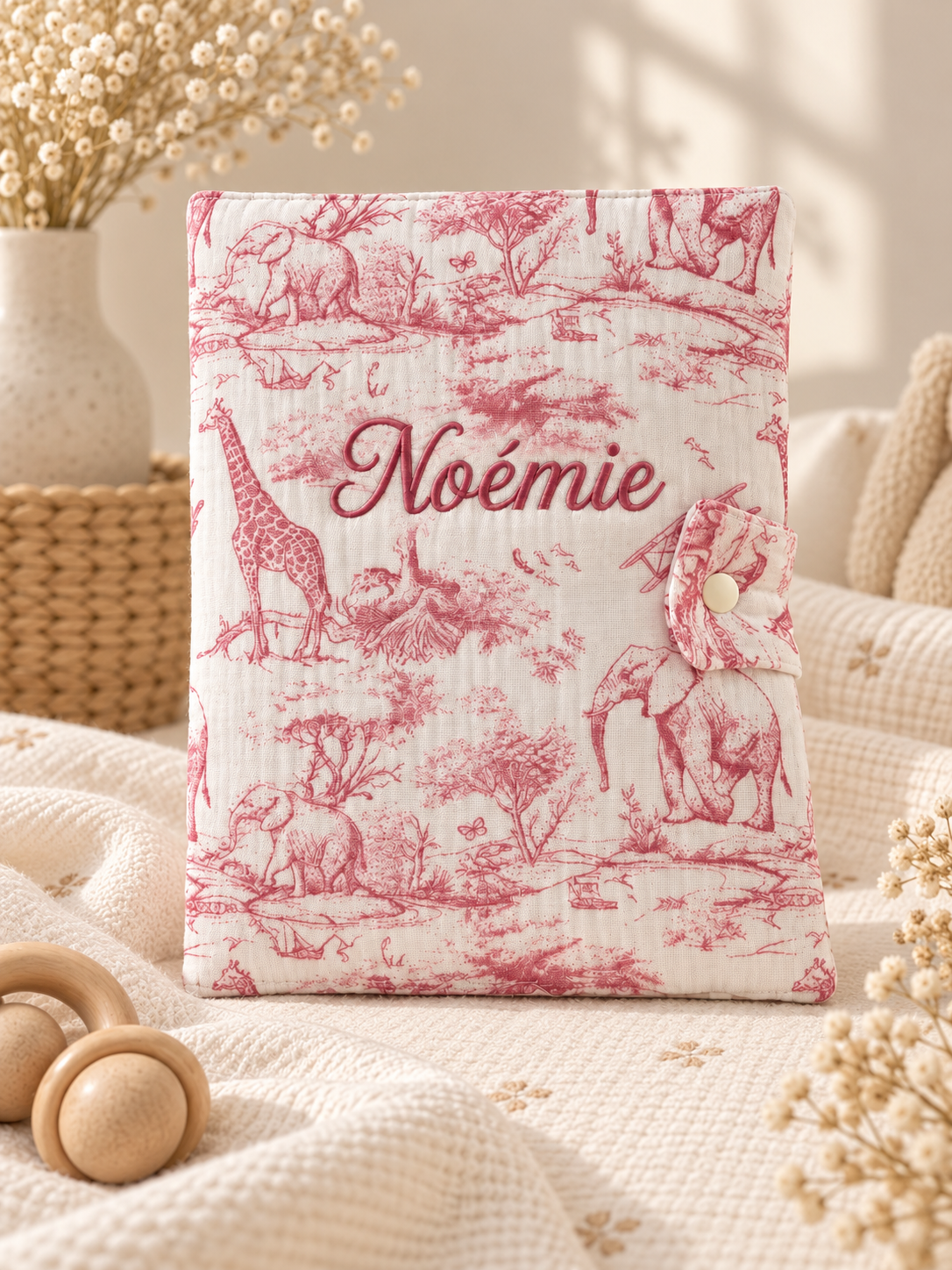 Protège carnet de santé - Safari, coloris rose