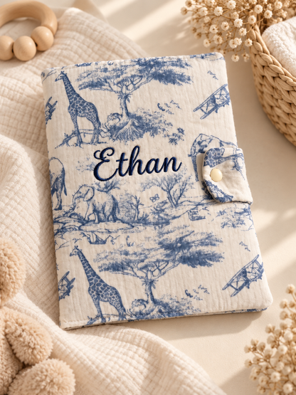 Protège carnet de santé - Safari, coloris bleu