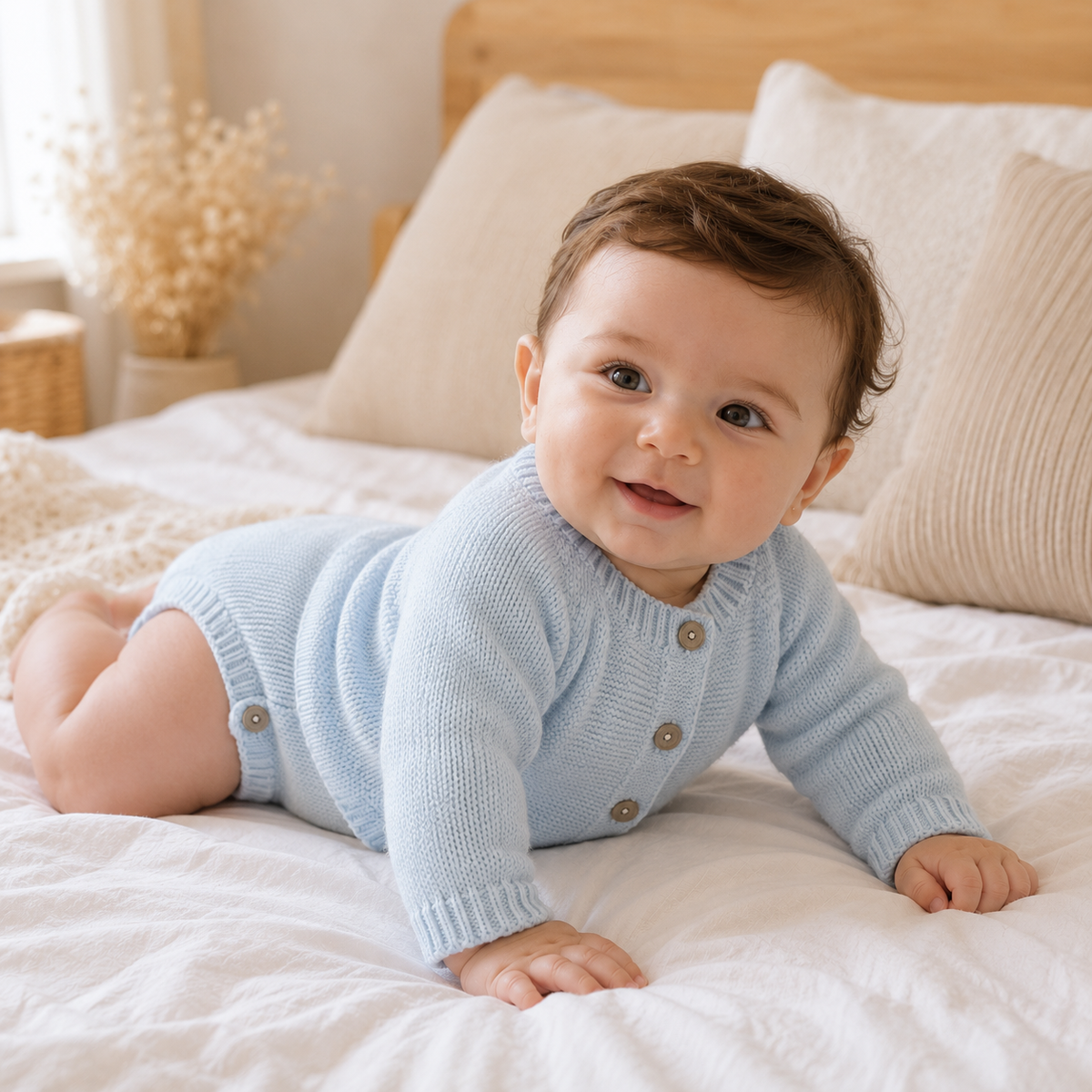 Ensemble bébé Léna en maille, bleu