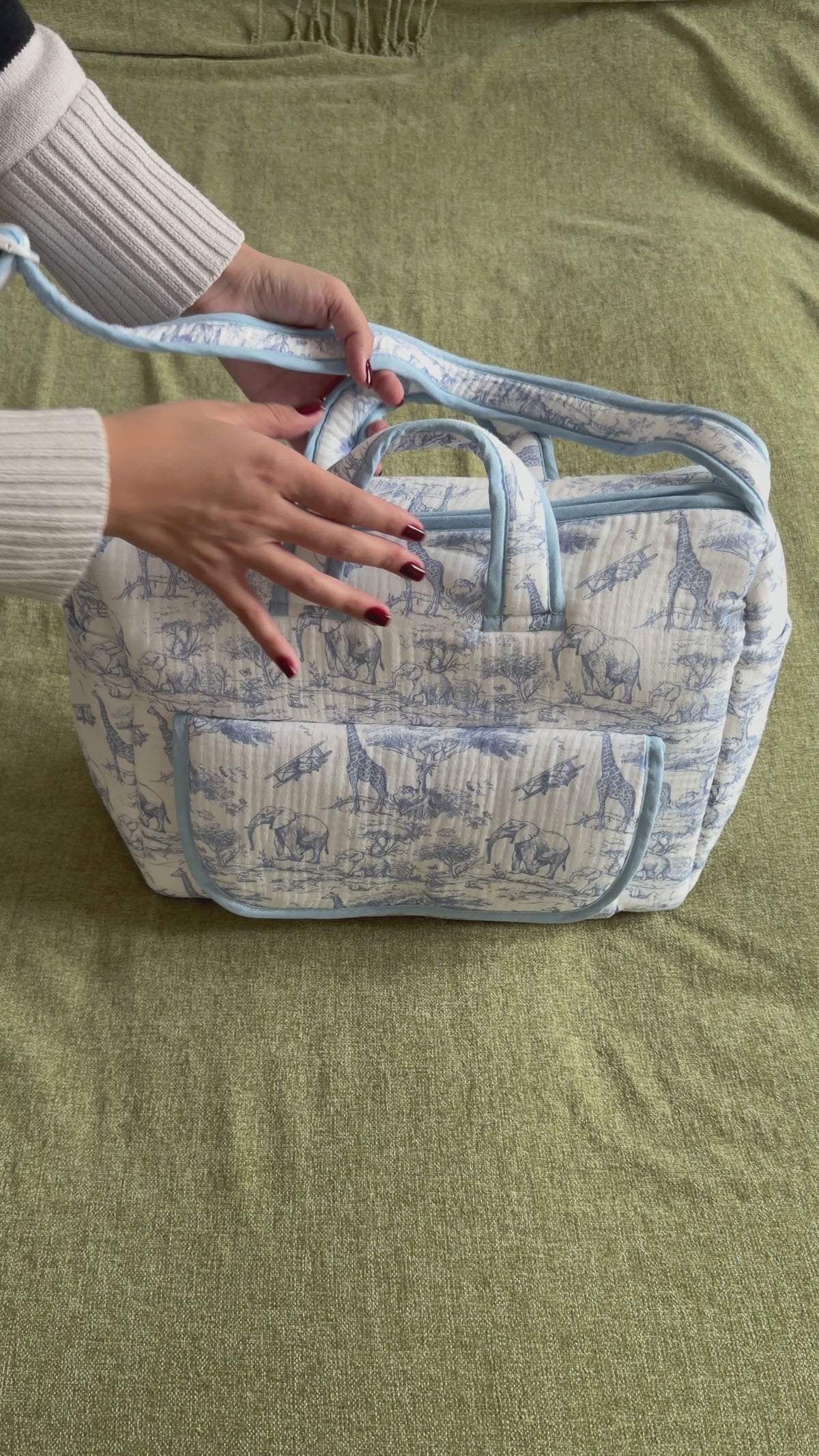 Vidéo Sac à langer Safari bleu