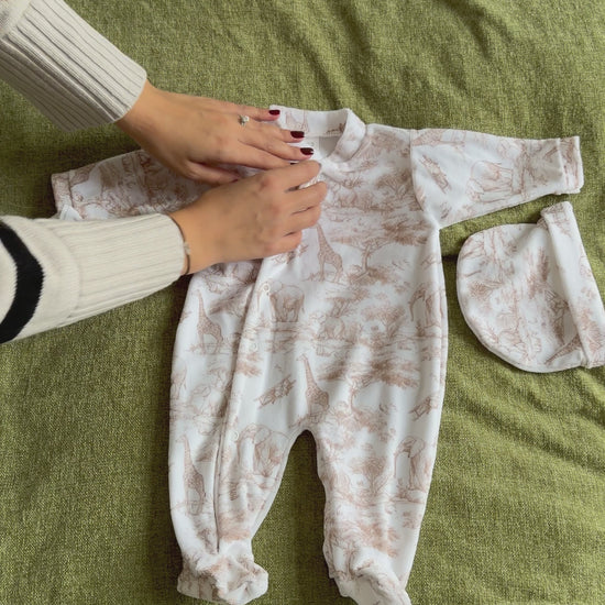 Vidéo Pyjama en velours 3 pièces Safari beige