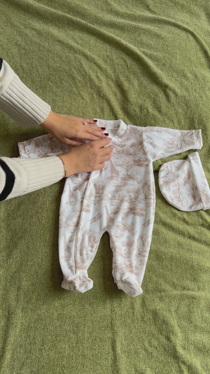 Vidéo Pyjama en velours 3 pièces Safari beige